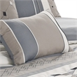 Benjara 7 Piece Queen Polyester Comforter Set with Geometric Design- Blue & Gray