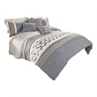Benjara 7 Piece Queen Polyester Comforter Set with Geometric Design- Blue & Gray