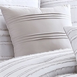 Benjara 6 Piece Queen Cotton Comforter Set with Frayed Edges- White and Gray