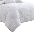Benjara 6 Piece Queen Cotton Comforter Set with Frayed Edges- White and Gray