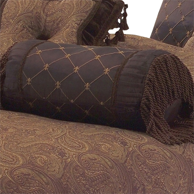 Benjara 9 Piece Queen Polyester Comforter Set with Paisley Pattern Design- Brown
