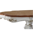 Benjara Scalloped Top Counter Table with Scrolled Pedestal Base- White and Brown