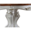 Benjara Scalloped Top Counter Table with Scrolled Pedestal Base- White and Brown