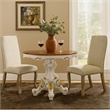 Benjara Scalloped Top Counter Table with Scrolled Pedestal Base- White and Brown