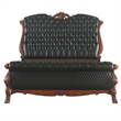 Benjara Sleigh Rolled Design Leatherette Queen Size Bed with Claw Legs- Black
