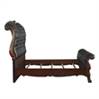Benjara Sleigh Rolled Design Leatherette Queen Size Bed with Claw Legs- Black
