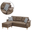 Benjara Fabric 2 Piece Sectional Sofa with Round Tapered Legs- Brown