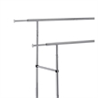 Benjara Dual Bar Tubular Metal Frame Garment Rack with Casters- Chrome