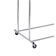 Benjara Dual Bar Tubular Metal Frame Garment Rack with Casters- Chrome