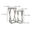 Benjara Stone Top Plant Stand with Geometric Base (Set of 2)- Black and Gray