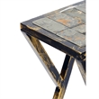 Benjara 19.5 Inches Stone Top Plant Stand with Geometric Base- Black and Gray
