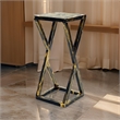Benjara 19.5 Inches Stone Top Plant Stand with Geometric Base- Black and Gray
