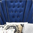 Benjara Modern Velvet Upholstered Channel Tufted Eastern King Bed- Blue