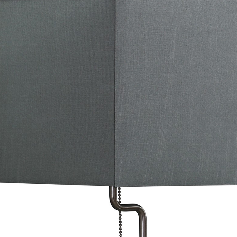 Benjara Table Lamp with Wireless Charging and Square Shade- Silver