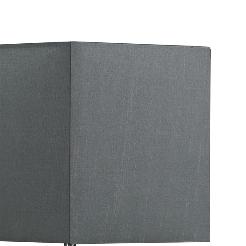 Benjara Table Lamp with Wireless Charging and Square Shade- Silver