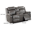 Benjara Fabric Manual Loveseat with 2 Cupholders and Console- Gray