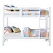 Benjara Wooden Twin Over Twin Bunk Bed with Attached Ladder- White