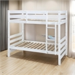 Benjara Wooden Twin Over Twin Bunk Bed with Attached Ladder- White