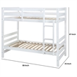 Benjara Wooden Twin Over Twin Bunk Bed with Attached Ladder- White