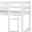 Benjara Wooden Twin Over Twin Bunk Bed with Attached Ladder- White