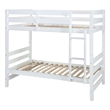 Benjara Wooden Twin Over Twin Bunk Bed with Attached Ladder- White