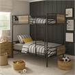 Benjara Metal Twin Over Twin Bunk Bed with Attached Ladder- Black