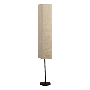 Benjara Floor Lamp with Linear Metal Base and Column Shade- Black
