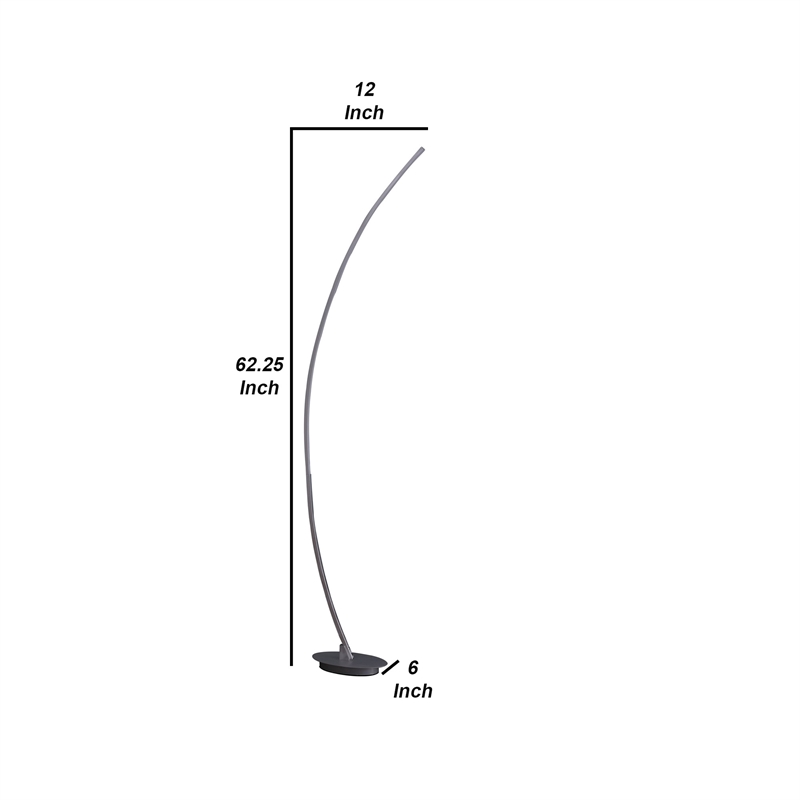 Benjara Floor LED Lamp with Metal Arched Design- Brushed Silver