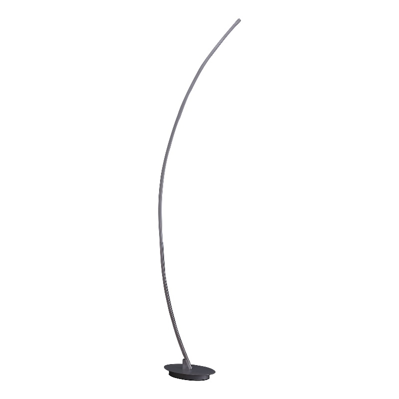 Benjara Floor LED Lamp with Metal Arched Design- Brushed Silver