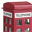 Benjara Telephone Booth Jewelry Box with 2 Drawers- Burgundy Red