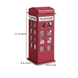 Benjara Telephone Booth Jewelry Box with 2 Drawers- Burgundy Red