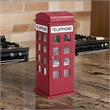 Benjara Telephone Booth Jewelry Box with 2 Drawers- Burgundy Red