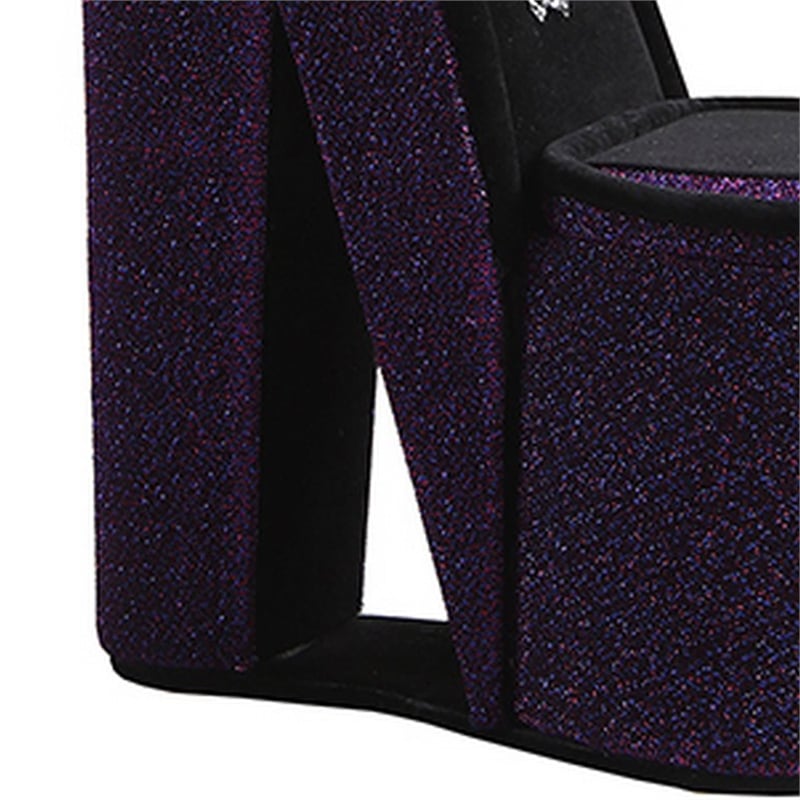 Benjara High Heel Shoe Jewelry Box with 3 Hooks and Storage- Purple
