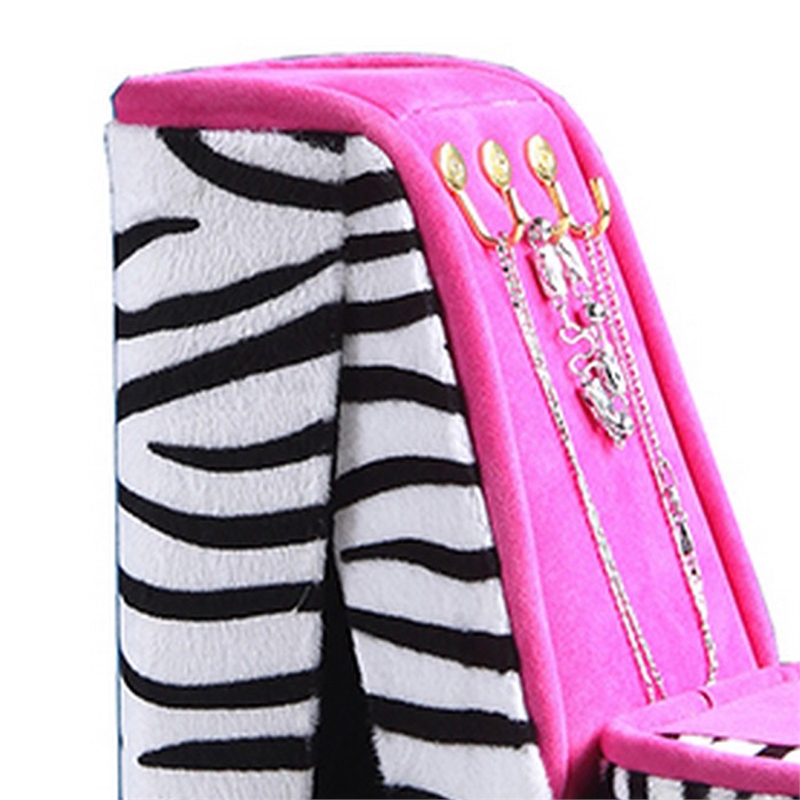 Benjara High Heel Zebra Shoe Jewelry Box with 3 Hooks- Multicolor