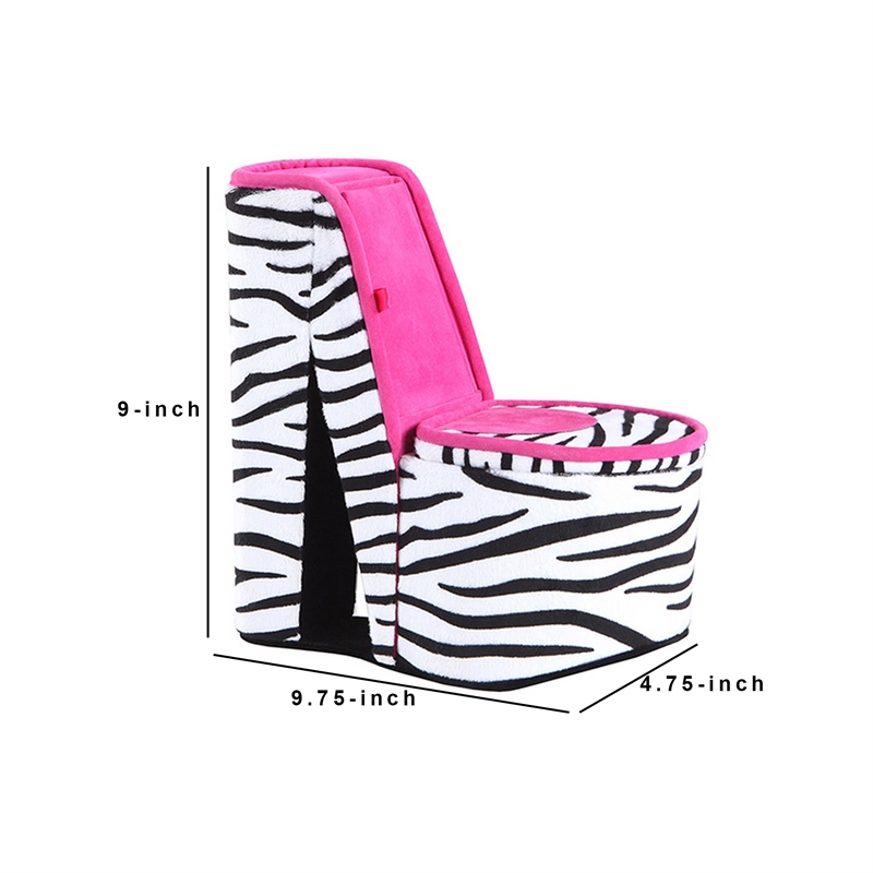 Benjara High Heel Zebra Shoe Jewelry Box with 2 Hooks- Multicolor