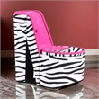 Benjara High Heel Zebra Shoe Jewelry Box with 2 Hooks- Multicolor