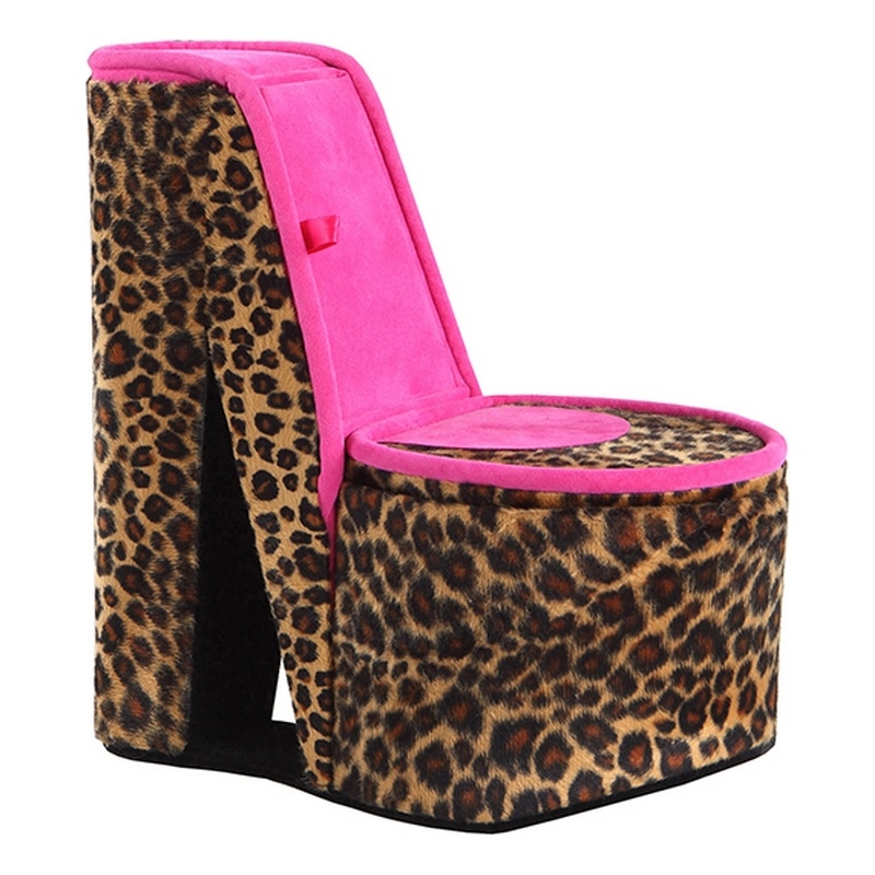 Benjara High Heel Cheetah Shoe Jewelry Box with 2 Hooks- Multicolor