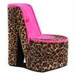 Benjara High Heel Cheetah Shoe Jewelry Box with 2 Hooks- Multicolor