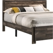 Benjara Queen Bed with Rustic Heavy Grain Details and 2 Attached Lanterns- Brown