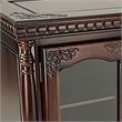 Benjara TV Stand with 4 Glass Doors and Turnip Feet- Brown