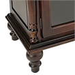 Benjara TV Stand with 4 Glass Doors and Turnip Feet- Brown
