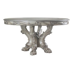 Benjara 60&quot Wooden Dining Table with Trestle Base- Bone White