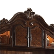 Benjara 76 Inches Scrolled and Molded Computer Desk with Hutch- Brown