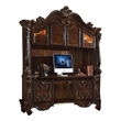 Benjara 76 Inches Scrolled and Molded Computer Desk with Hutch- Brown