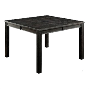Benjara Rectangular Top Wooden Counter Height Table w/ Block Legs- Antique Black
