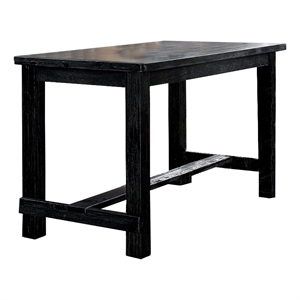 Benjara Rectangular Counter Height Table with Block Legs- Antique Black