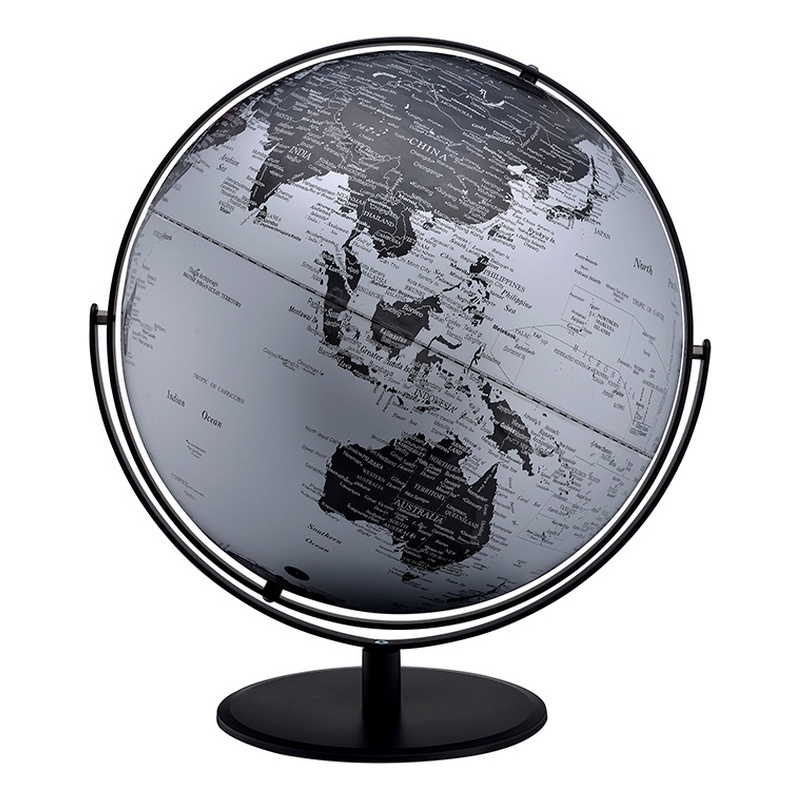 Benjara Globe Accent Decor with Inbuilt LED- Black and Gray