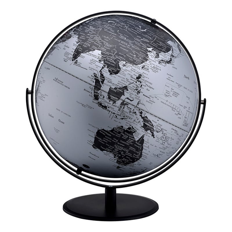 Benjara Globe Accent Decor with Inbuilt LED- Black and Gray