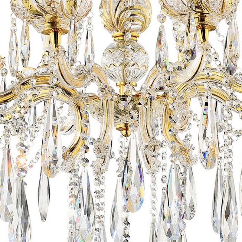 Benjara 8 Light Metal Chandelier with Crystal Accents- Gold