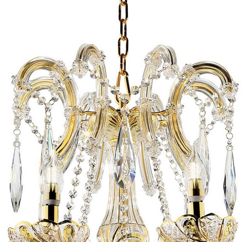 Benjara 8 Light Metal Chandelier with Crystal Accents- Gold